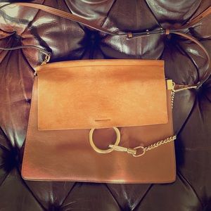 Chloe Faye Medium Leather and Suede Shoulder Bag